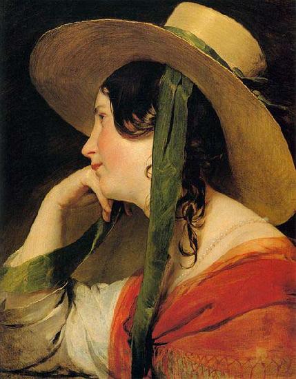 Friedrich von Amerling Girl in Yellow Hat oil painting image